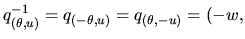 $ q_{(\theta,u)}^{-1} = q_{(-\theta,u)} = q_{(\theta,-u)} = (-w,$