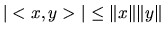 $ \vert<x,y>\vert \leq \Vert x\Vert\Vert y\Vert$